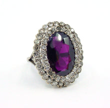 Load image into Gallery viewer, Antique Double Halo 1.20 Ct Diamond Faceted Garnet Gold Silver Ring