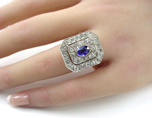 Carica l'immagine nel visualizzatore di Gallery, Classic Art Deco Diamond PlatinumTop Gold Halo Engagement Cocktail Ring