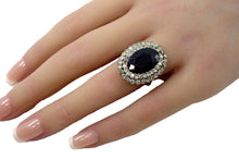 Carica l'immagine nel visualizzatore di Gallery, Antique Double Halo 1.20 Ct Diamond Faceted Garnet Gold Silver Ring