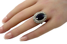 Carica l'immagine nel visualizzatore di Gallery, Antique Double Halo 1.20 Ct Diamond Faceted Garnet Gold Silver Ring