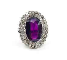 Load image into Gallery viewer, Antique Double Halo 1.20 Ct Diamond Faceted Garnet Gold Silver Ring