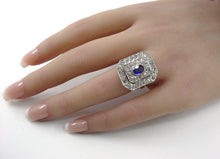 Charger l'image dans la galerie, Classic Art Deco Diamond PlatinumTop Gold Halo Engagement Cocktail Ring
