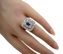 Carica l'immagine nel visualizzatore di Gallery, Classic Art Deco Diamond PlatinumTop Gold Halo Engagement Cocktail Ring