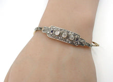 Load image into Gallery viewer, Edwardian OEC Diamond Silver Top Gold Sapphire Strap Bracelet
