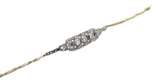 Load image into Gallery viewer, Edwardian OEC Diamond Silver Top Gold Sapphire Strap Bracelet