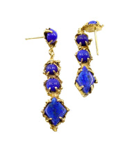 Load image into Gallery viewer, Vibrant Blue Lapis Lazuli Artisan Custom Made 14k Gold Drop Earrings