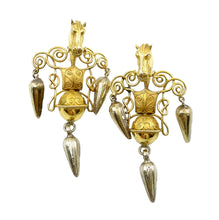 Charger l'image dans la galerie, Exquisite Antique Equestrian Horse Etruscan Revival Gold Drop Earrings