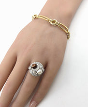 Load image into Gallery viewer, Striking Art Deco Platinum Diamond Bi-color Pearl Engagement Ring--Edward Petri