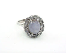 Charger l'image dans la galerie, Edwardian Silver Star Sapphire Rosette Halo Strap Ring