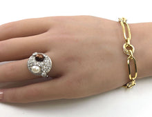 Carica l'immagine nel visualizzatore di Gallery, Striking Art Deco Platinum Diamond Bi-color Pearl Engagement Ring--Edward Petri