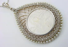 Load image into Gallery viewer, Beautiful Edwardian Platinum Diamond Pearl 14k Pendant Necklace--Angels & Cherub