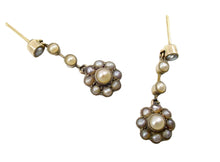 Load image into Gallery viewer, Murrle Bennet & Co. Petite Edwardian Daisy Cluster Pearl Gold Drop Earrings