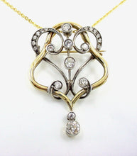 Charger l'image dans la galerie, Antique 1.50 Ct Old Cut Diamond Gold Silver Lavaliere Pendant Brooch