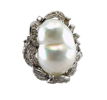 Load image into Gallery viewer, Elegant Platinum Cultured Pearl VS Diamond Ring--20 mm