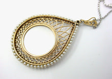 Load image into Gallery viewer, Beautiful Edwardian Platinum Diamond Pearl 14k Pendant Necklace--Angels & Cherub