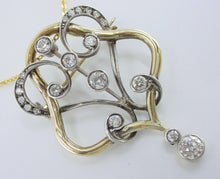 Charger l'image dans la galerie, Antique 1.50 Ct Old Cut Diamond Gold Silver Lavaliere Pendant Brooch