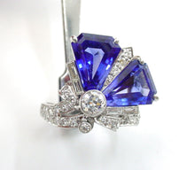 画像をギャラリービューアに読み込む, Dramatic Art Deco VS Diamond Sapphire Platinum Cocktail Ring
