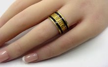 Load image into Gallery viewer, Rare English Georgian Dated 1817 Memento Mori Enamel Gold Band Ring with Sentiment