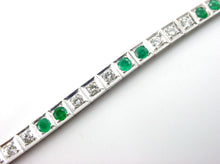 Charger l'image dans la galerie, Art Deco Classic Emerald Diamond 14k White Gold Stacking Strap Bracelet