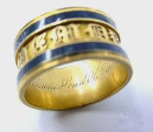 Load image into Gallery viewer, Rare English Georgian Dated 1817 Memento Mori Enamel Gold Band Ring with Sentiment