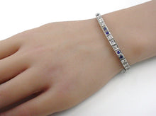 Load image into Gallery viewer, Art Deco Classic Sapphire Diamond 14k Stacking Strap Bracelet-Small wrist