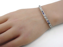 Load image into Gallery viewer, Art Deco Classic Sapphire Diamond 14k Stacking Strap Bracelet-Small wrist