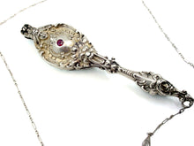 Load image into Gallery viewer, Very Fine Art Nouveau Silver Garnet Gargoyle Lorgnette Pendant & Chain Necklace