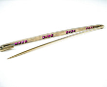 Charger l'image dans la galerie, Lovely Art Deco Silver 14k Yellow Gold Ruby Diamond Gold Bar Pin Brooch