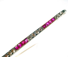 Charger l'image dans la galerie, Lovely Art Deco Silver 14k Yellow Gold Ruby Diamond Gold Bar Pin Brooch