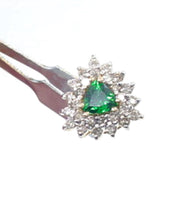Load image into Gallery viewer, Tsavorite Garnet 1.50 Ct. Diamond 14k Gold Halo Rosette Earrings