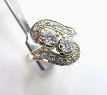 画像をギャラリービューアに読み込む, Handsome Toi et Moi 1950s Bypass Diamond 14k Engagement Cocktail Ring