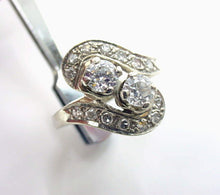 Load image into Gallery viewer, Handsome Toi et Moi 1950s Bypass Diamond 14k Engagement Cocktail Ring