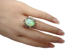 Load image into Gallery viewer, Vintage Opal Diamond 14k Gold Halo Cocktail Ring