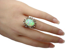 Carica l'immagine nel visualizzatore di Gallery, Vintage Opal Diamond 14k Gold Halo Cocktail Ring
