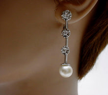 Load image into Gallery viewer, Antique 1.00 Ct. Old Cut Diamond Pearl Platinum Earrings