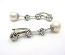 Charger l'image dans la galerie, Antique 1.00 Ct. Old Cut Diamond Pearl Platinum Earrings