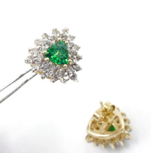 Load image into Gallery viewer, Tsavorite Garnet 1.50 Ct. Diamond 14k Gold Halo Rosette Earrings