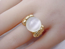 Load image into Gallery viewer, Rare Cat's Eye Moonstone Art Nouveau Floral Mounting 14k Gold Cocktail Ring