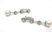 Charger l'image dans la galerie, Antique 1.00 Ct. Old Cut Diamond Pearl Platinum Earrings