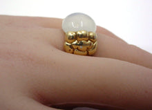 Load image into Gallery viewer, Rare Cat's Eye Moonstone Art Nouveau Floral Mounting 14k Gold Cocktail Ring