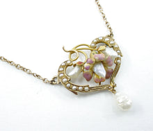 Load image into Gallery viewer, Very Fine Art Nouveau Gold Enamel Seed Freshwater Pearl Necklace