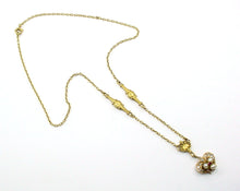 Load image into Gallery viewer, Art Nouveau Gold Diamond Pearl 14k Yellow Gold Pendant Chain Necklace--4.8 grams