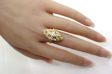 Load image into Gallery viewer, Vintage Navette Diamond Openwork 14k Yellow Gold Cocktail Ring--7 grams