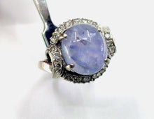 Load image into Gallery viewer, Vintage Mid-Century Large Star Sapphire Diamond White Gold European Dinner Cocktail Ring