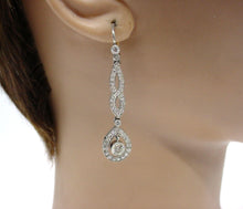 Load image into Gallery viewer, Striking Edwardian Platinum Old Cut Diamond Drop Earrings--Milgrain Edging