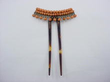 Load image into Gallery viewer, Rare Coral Victorian Beaded Hair Pin Comb Barrette--European