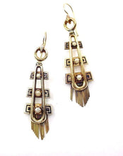 Load image into Gallery viewer, Victorian Taille d'épargne Pearl 14k Gold Tassel Fringe Earrings