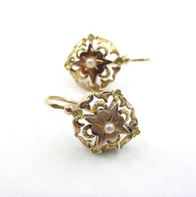 Load image into Gallery viewer, Antique French Dormeuse 18k Gold Back To Front Drop Sleeper Earrings