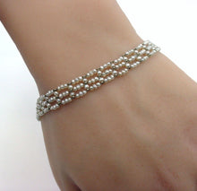Load image into Gallery viewer, Rare French Edwardian Belle Époque Platinum Woven Seed Pearl Bracelet