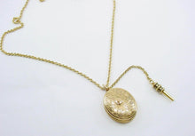 Load image into Gallery viewer, Rare Antique Music Box Locket & Key 14k Gold Pendant Necklace